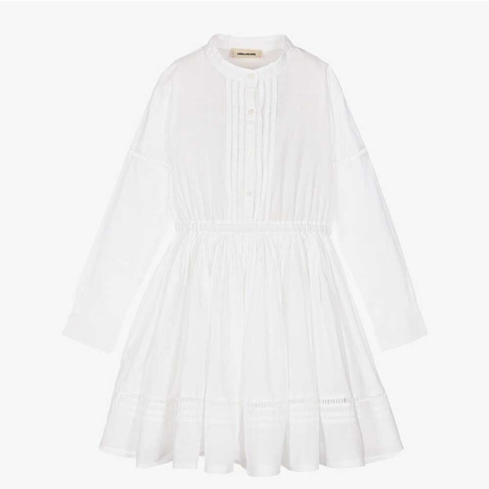 Zadig and Voltaire Girl White Cotton Dress Size 12 Years